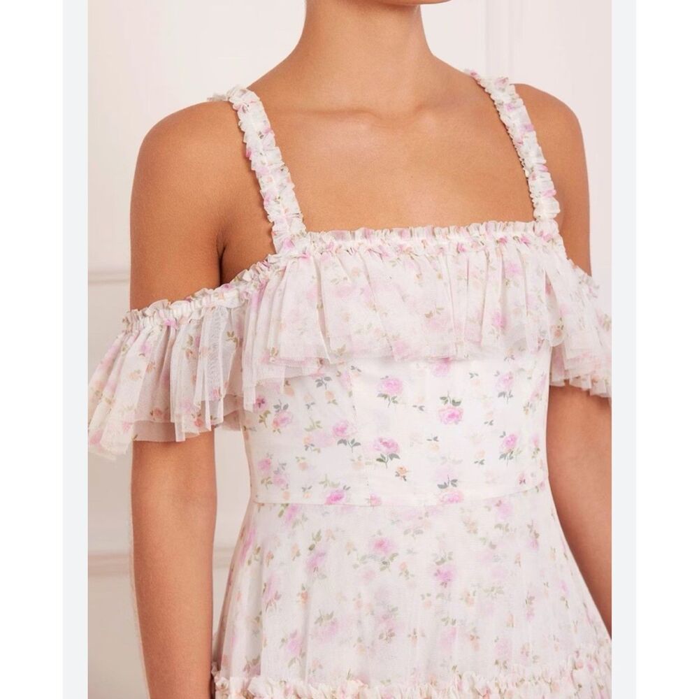 Needle & Thread Bijou Rosette Ruffle Mini Dress Size 4 S NEW - Picture 3 of 3